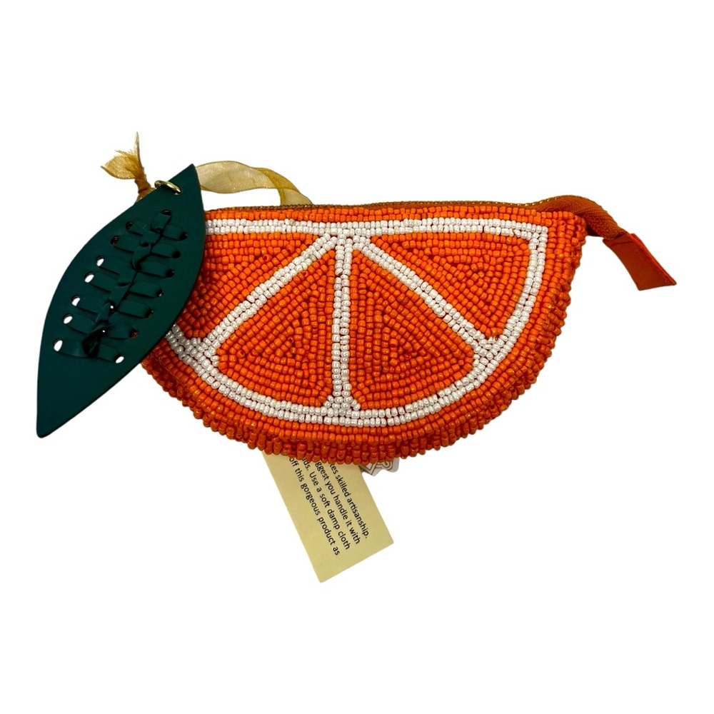 Orange Beaded Citrus Clutch